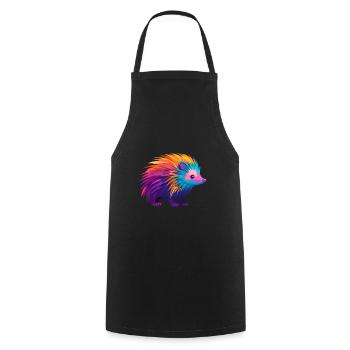 Stachelschwein Bunte Aquarell-Karikatur Kawaii Anima - Kochschürze - Schwarz - Vorne - AI Model Male 185 dark (185cm)