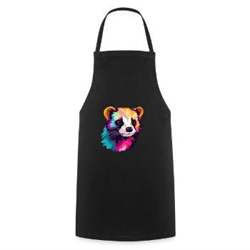 Ferret Colorful Watercolor Cartoon Kawaii Animal - Cooking Apron - black - Front - AI Model Male 185 dark (185cm)