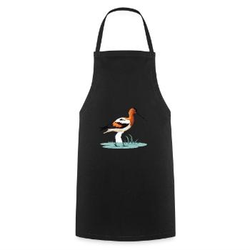 Avocet Colorful Watercolor Cartoon Kawaii Animal - Cooking Apron - black - Front - AI Model Male 185 dark (185cm)