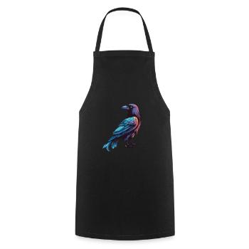 Krähe bunte Aquarell-Karikatur Kawaii-Tier - Kochschürze - Schwarz - Vorne - AI Model Male 185 dark (185cm)