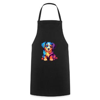 Hund Buntes Aquarell Cartoon Kawaii Tier - Kochschürze - Schwarz - Vorne - AI Model Male 185 dark (185cm)