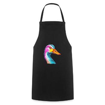 Goose Colorful Watercolor Cartoon Kawaii Animal - Cooking Apron - black - Front - AI Model Male 185 dark (185cm)