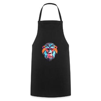 Babouin Aquarelle Colorée Dessin Animé Kawaii Animal - Tablier de cuisine - noir - Devant - AI Model Male 185 dark (185cm)