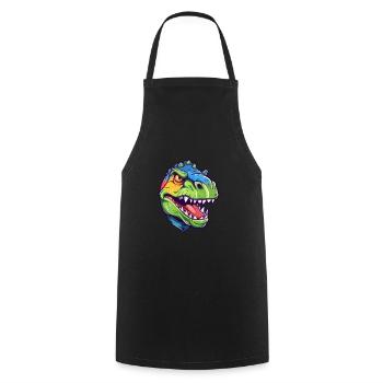 Dinosaurier buntes Aquarell Cartoon Kawaii Tier - Kochschürze - Schwarz - Vorne - AI Model Male 185 dark (185cm)