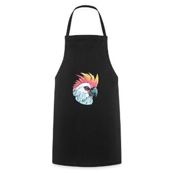 Kakadu Buntes Aquarell Cartoon Kawaii Tier - Kochschürze - Schwarz - Vorne - AI Model Male 185 dark (185cm)