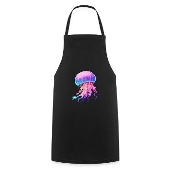 Qualle bunte Aquarell-Karikatur Kawaii Anima - Kochschürze - Schwarz - Vorne - AI Model Male 185 dark (185cm)