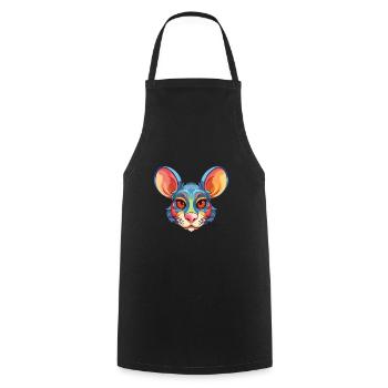 Mouse Colorful Watercolor Cartoon Kawaii Animal - Cooking Apron - black - Front - AI Model Male 185 dark (185cm)