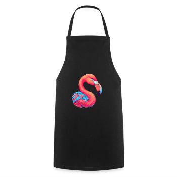 Flamant rose coloré aquarelle dessin animé kawaii animal - Tablier de cuisine - noir - Devant - AI Model Male 185 dark (185cm)