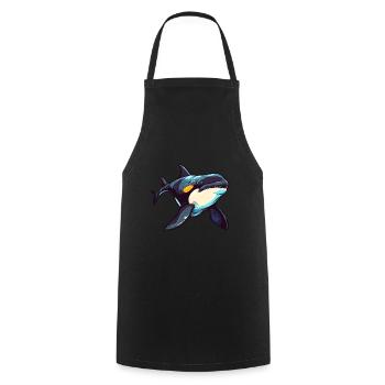 Orca Colorful Watercolor Cartoon Kawaii Animal - Cooking Apron - black - Front - AI Model Male 185 dark (185cm)
