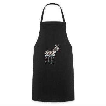 Zebra Cute Cartoon Kawaii Watercolor Animal Pet - Cooking Apron - black - Front - AI Model Male 185 dark (185cm)