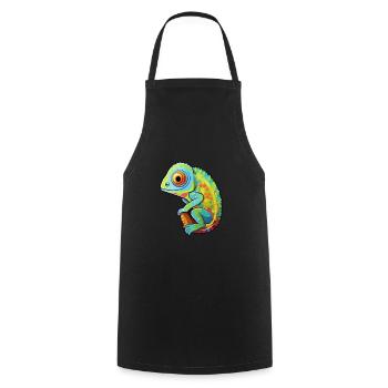 Chameleon Cute Cartoon Kawaii Watercolor Animal Pe - Cooking Apron - black - Front - AI Model Male 185 dark (185cm)