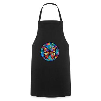 Butterfly Stained Glass Colorful Cartoon Kawaii An - Cooking Apron - black - Front - AI Model Male 185 dark (185cm)