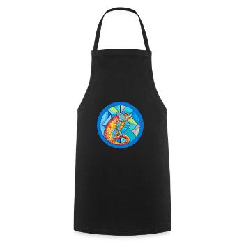 Chameleon Stained Glass Colorful Cartoon Kawaii An - Cooking Apron - black - Front - AI Model Male 185 dark (185cm)