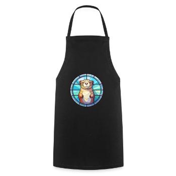 Gopher Stained Glass Colorful Cartoon Kawaii Anima - Cooking Apron - black - Front - AI Model Male 185 dark (185cm)