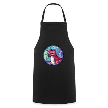 Dinosaur Stained Glass Colorful Cartoon Kawaii Ani - Cooking Apron - black - Front - AI Model Male 185 dark (185cm)