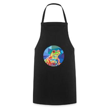 Grenouille vitrail coloré dessin animé Kawaii Animal - Tablier de cuisine - noir - Devant - AI Model Male 185 dark (185cm)