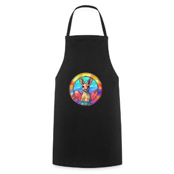Kangaroo Stained Glass Colorful Cartoon Kawaii Ani - Cooking Apron - black - Front - AI Model Male 185 dark (185cm)