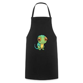 Chameleon Cute Cartoon Kawaii Watercolor Animal Pe - Cooking Apron - black - Front - AI Model Male 185 dark (185cm)