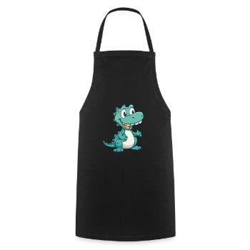 Crocodile Mignon Dessin Animé Kawaii Aquarelle Animal Pe - Tablier de cuisine - noir - Devant - AI Model Male 185 dark (185cm)