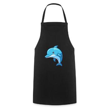 Dolphin Cute Cartoon Kawaii Watercolor Animal Pet - Cooking Apron - black - Front - AI Model Male 185 dark (185cm)