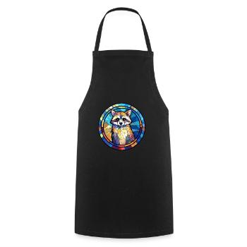 raton laveur vitrail coloré dessin animé kawaii anim - Tablier de cuisine - noir - Devant - AI Model Male 185 dark (185cm)