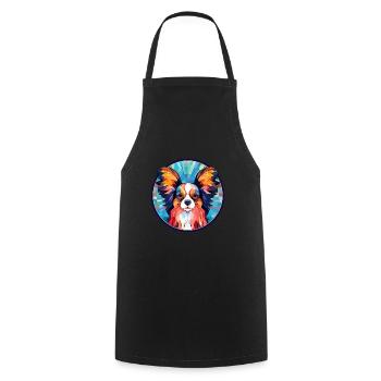 Papillon Hund Buntes Glas Bunte Karikatur Kawaii - Kochschürze - Schwarz - Vorne - AI Model Male 185 dark (185cm)