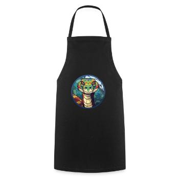 Anaconda Stained Glass Colorful Cartoon Kawaii Ani - Cooking Apron - black - Front - AI Model Male 185 dark (185cm)