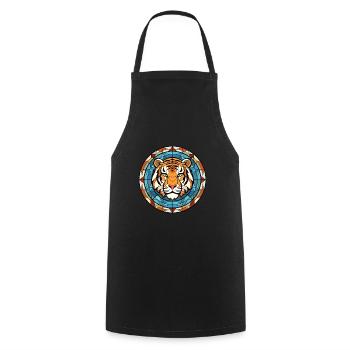 Tiger Buntes Buntes Karikatur-Kawaii-Tier - Kochschürze - Schwarz - Vorne - AI Model Male 185 dark (185cm)