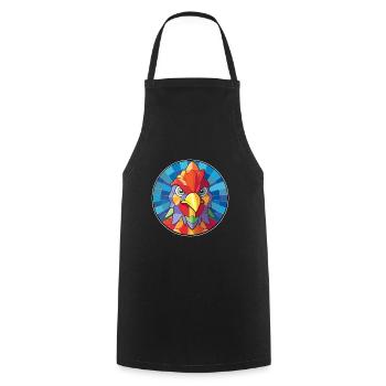 Poulet vitrail coloré dessin animé Kawaii Anim - Tablier de cuisine - noir - Devant - AI Model Male 185 dark (185cm)