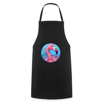 Flamingo Stained Glass Colorful Cartoon Kawaii Ani - Cooking Apron - black - Front - AI Model Male 185 dark (185cm)