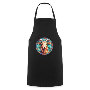 Ziege Bunte Karikatur Kawaii Tier - Kochschürze - Schwarz - Vorne - AI Model Male 185 dark (185cm)