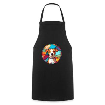 Hund Bunte Karikatur Kawaii Tier - Kochschürze - Schwarz - Vorne - AI Model Male 185 dark (185cm)