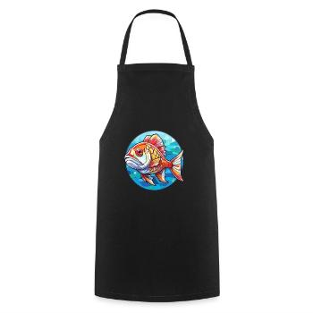 Poisson vitrail coloré dessin animé kawaii animal - Tablier de cuisine - noir - Devant - AI Model Male 185 dark (185cm)