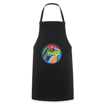 Lizard Stained Glass Colorful Cartoon Kawaii Anima - Cooking Apron - black - Front - AI Model Male 185 dark (185cm)