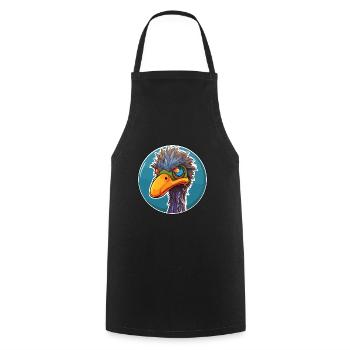 Emu Stained Glass Colorful Cartoon Kawaii Animal - Cooking Apron - black - Front - AI Model Male 185 dark (185cm)