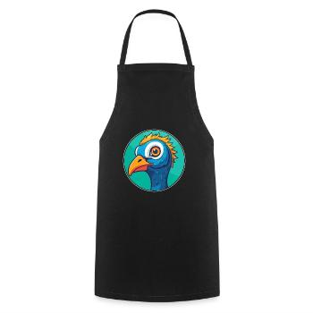 Paon vitrail coloré dessin animé Kawaii Anim - Tablier de cuisine - noir - Devant - AI Model Male 185 dark (185cm)