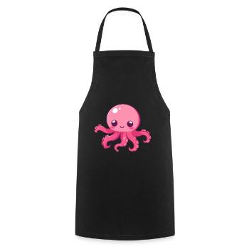 Oktopus Niedlich Glücklich Kawaii Cartoon Clipart Tier - Kochschürze - Schwarz - Vorne - AI Model Male 185 dark (185cm)