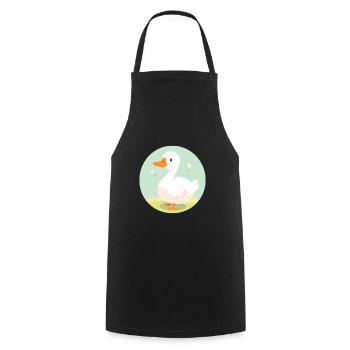 Goose Cute Happy Kawaii Cartoon Clipart Animal - Cooking Apron - black - Front - AI Model Male 185 dark (185cm)