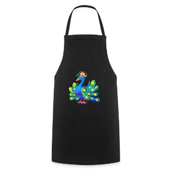 Pfau Niedlich Glücklich Kawaii Cartoon Clipart Tier - Kochschürze - Schwarz - Vorne - AI Model Male 185 dark (185cm)