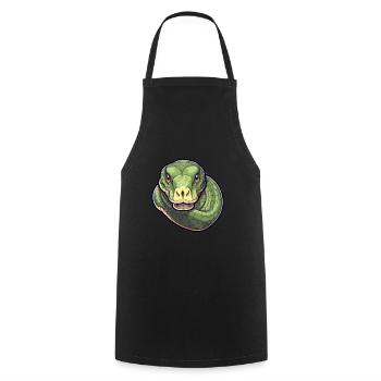Anaconda Cute Happy Kawaii Cartoon Clipart Animal - Cooking Apron - black - Front - AI Model Male 185 dark (185cm)
