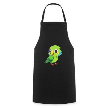 Papagei Niedlich Glücklich Kawaii Cartoon Clipart Tier - Kochschürze - Schwarz - Vorne - AI Model Male 185 dark (185cm)