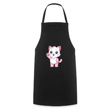 Katze niedlich glücklich kawaii cartoon clipart tier - Kochschürze - Schwarz - Vorne - AI Model Male 185 dark (185cm)