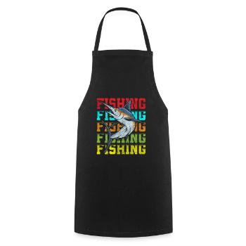 fishing, perch, bait, pike - Cooking Apron - black - Front - AI Model Male 185 dark (185cm)