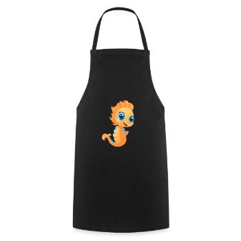 Seepferdchen süßes glückliches Kawaii Cartoon Clipart Tier - Kochschürze - Schwarz - Vorne - AI Model Male 185 dark (185cm)