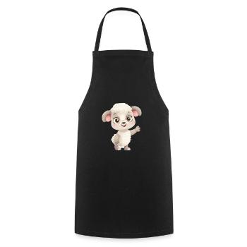 Schaf süßes glückliches Kawaii Cartoon Clipart Tier - Kochschürze - Schwarz - Vorne - AI Model Male 185 dark (185cm)