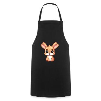 Rabbit Cute Happy Kawaii Cartoon Clipart Animal - Cooking Apron - black - Front - AI Model Male 185 dark (185cm)