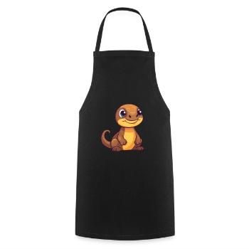 Komodo Süßes glückliches Kawaii Cartoon Clipart Tier - Kochschürze - Schwarz - Vorne - AI Model Male 185 dark (185cm)