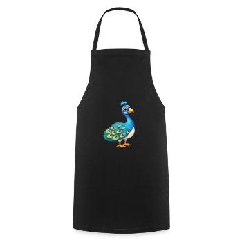Pfau Niedlich Glücklich Kawaii Cartoon Clipart Tier - Kochschürze - Schwarz - Vorne - AI Model Male 185 dark (185cm)