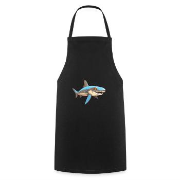 Shark Cute Happy Kawaii Cartoon Clipart Animal - Cooking Apron - black - Front - AI Model Male 185 dark (185cm)