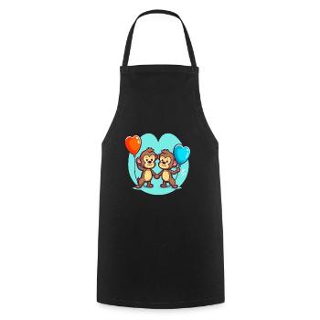 Affen, Kawaii, Karikatur, Haustier, Spielend, Mit, Balloons - Kochschürze - Schwarz - Vorne - AI Model Male 185 dark (185cm)
